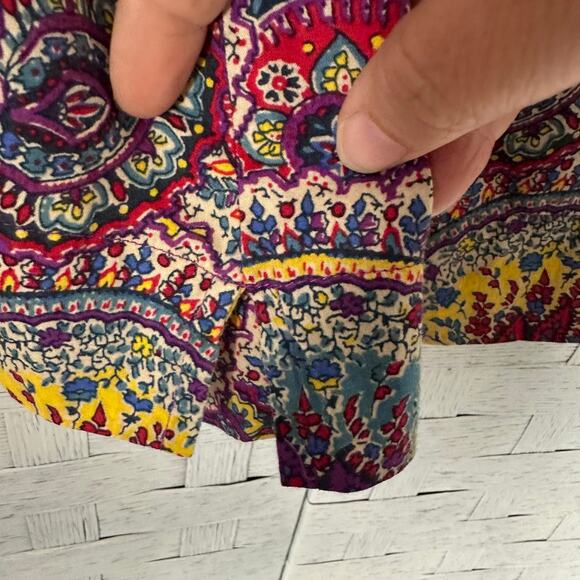 Talbots blouse bohemian hippie bold colorful print deep him side slits plus size - Picture 4 of 9